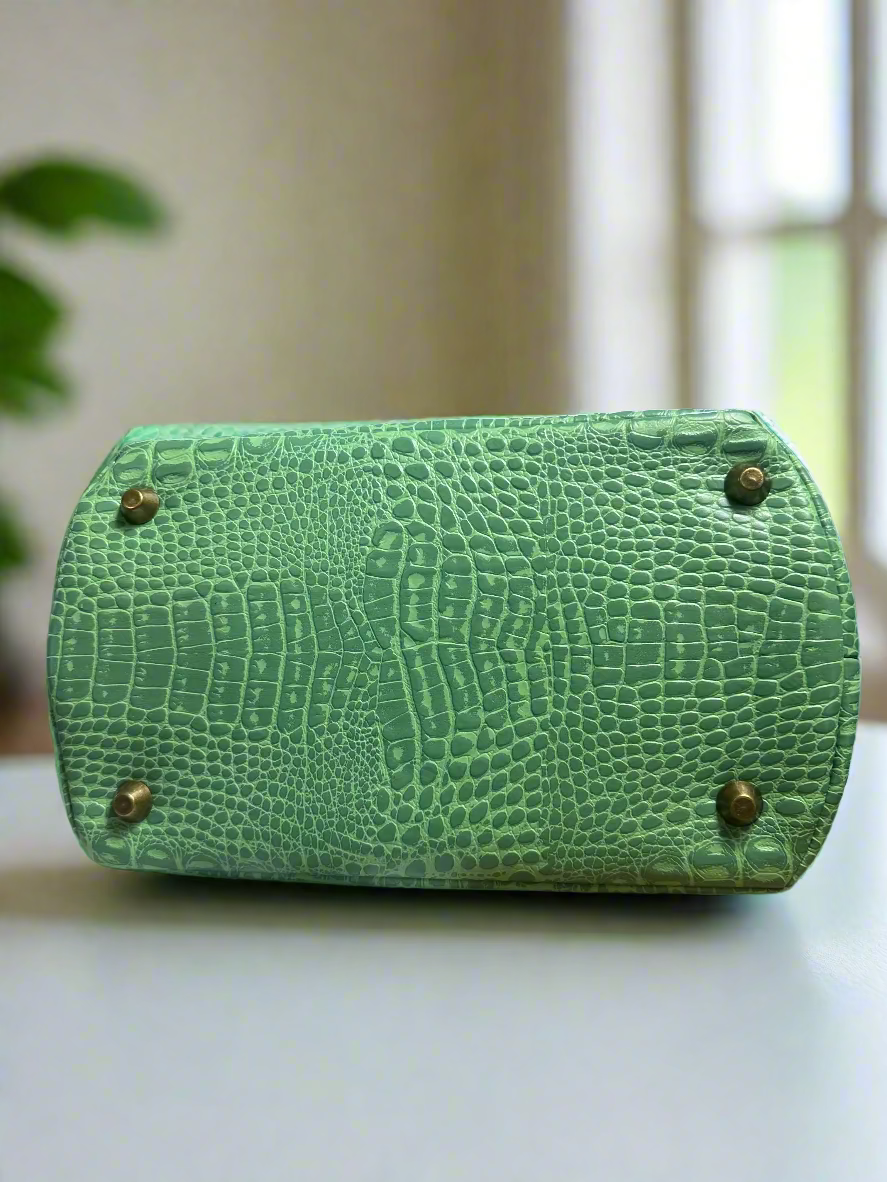 The Lola - Pastel Green Croc-Embossed Vegan Leather Handbag Handbag