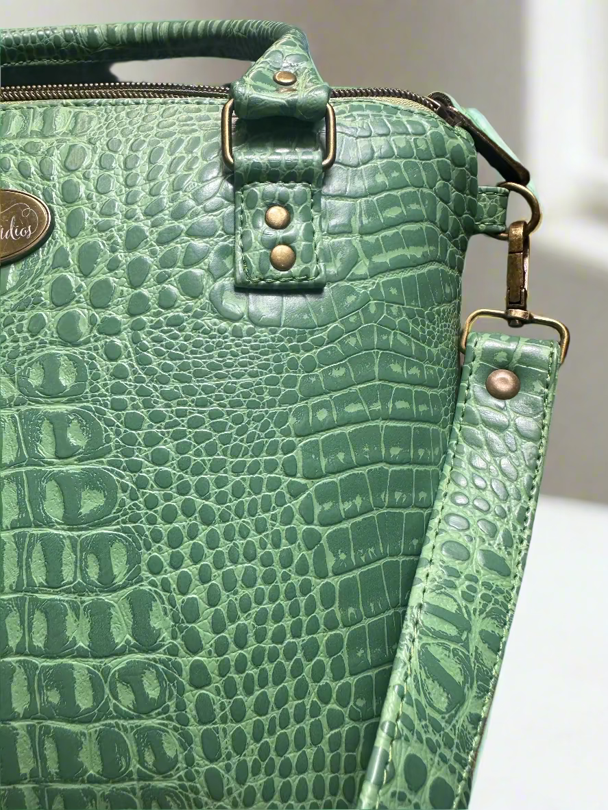The Lola - Pastel Green Croc-Embossed Vegan Leather Handbag Handbag