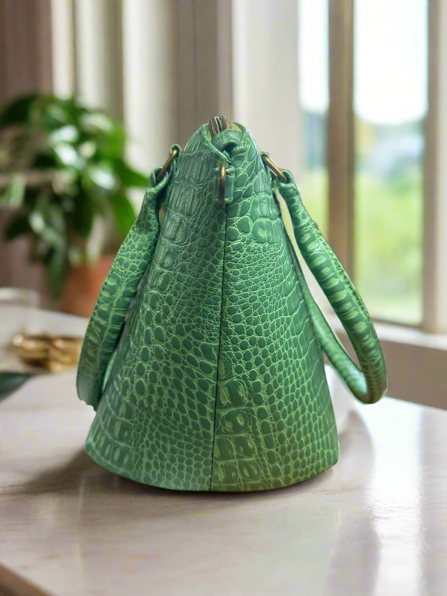The Lola - Pastel Green Croc-Embossed Vegan Leather Handbag Handbag