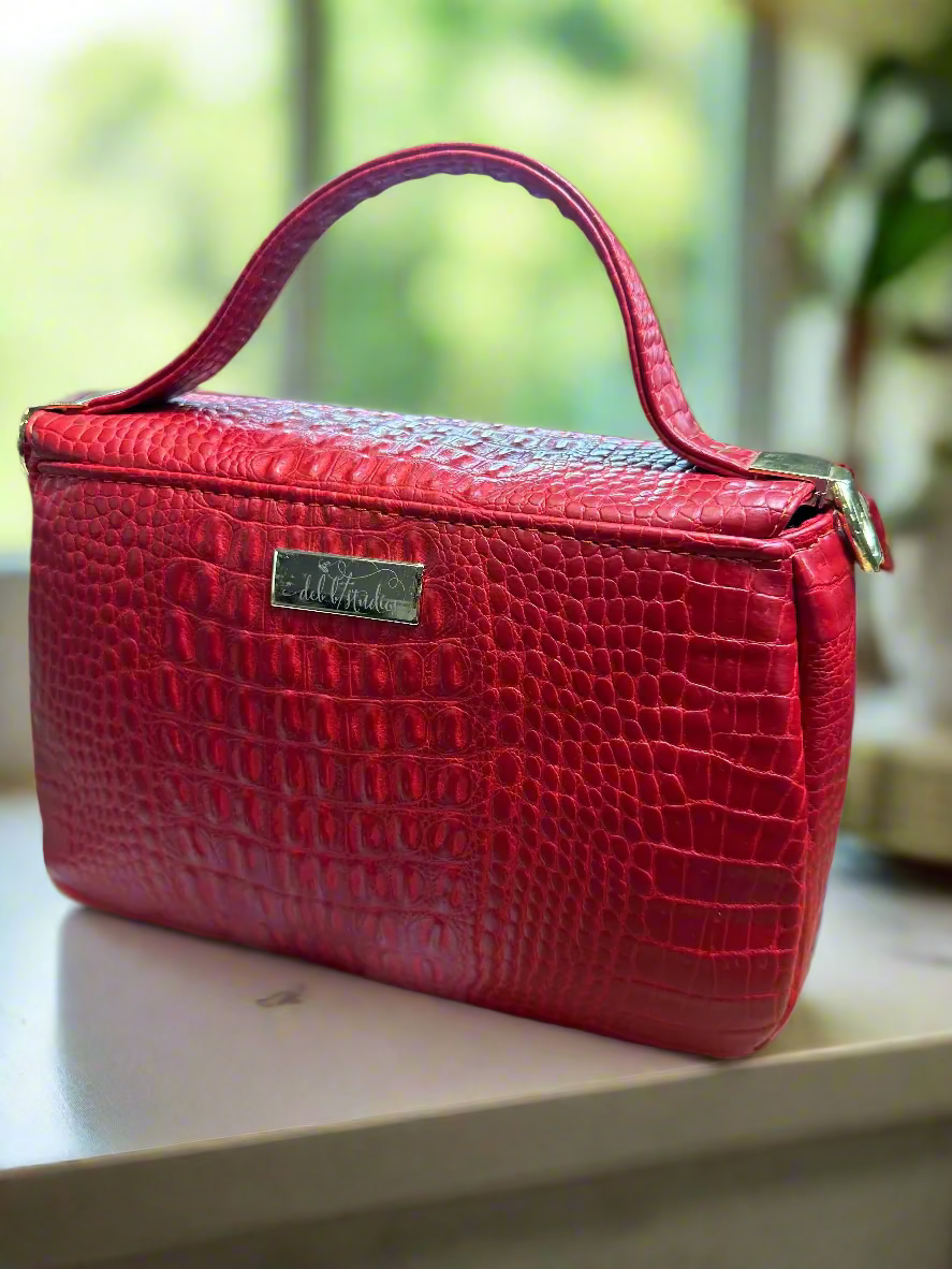 The Mable – Red Croc-Embossed Vegan Leather Purse