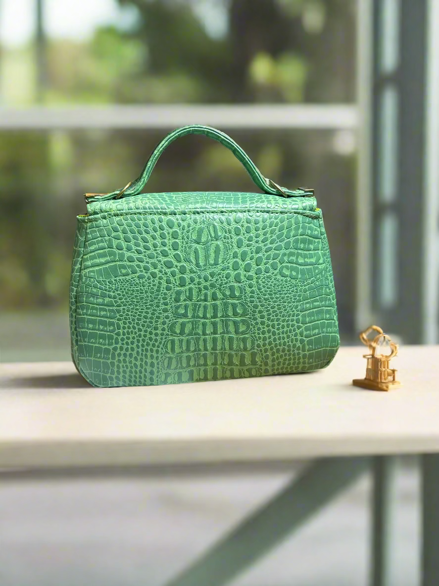 The Mable – Pastel Green Croc-Embossed Vegan Leather Purse