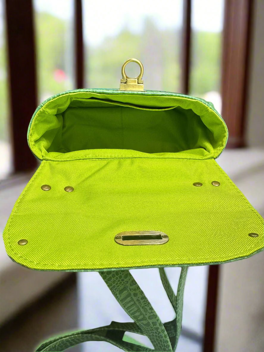 The Mable – Pastel Green Croc-Embossed Vegan Leather Purse