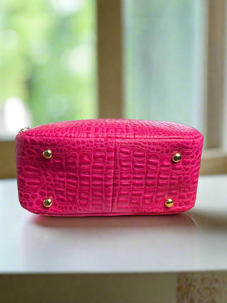 The Mable - Pretty In Pink Croc-Embossed Vegan Leather Purse