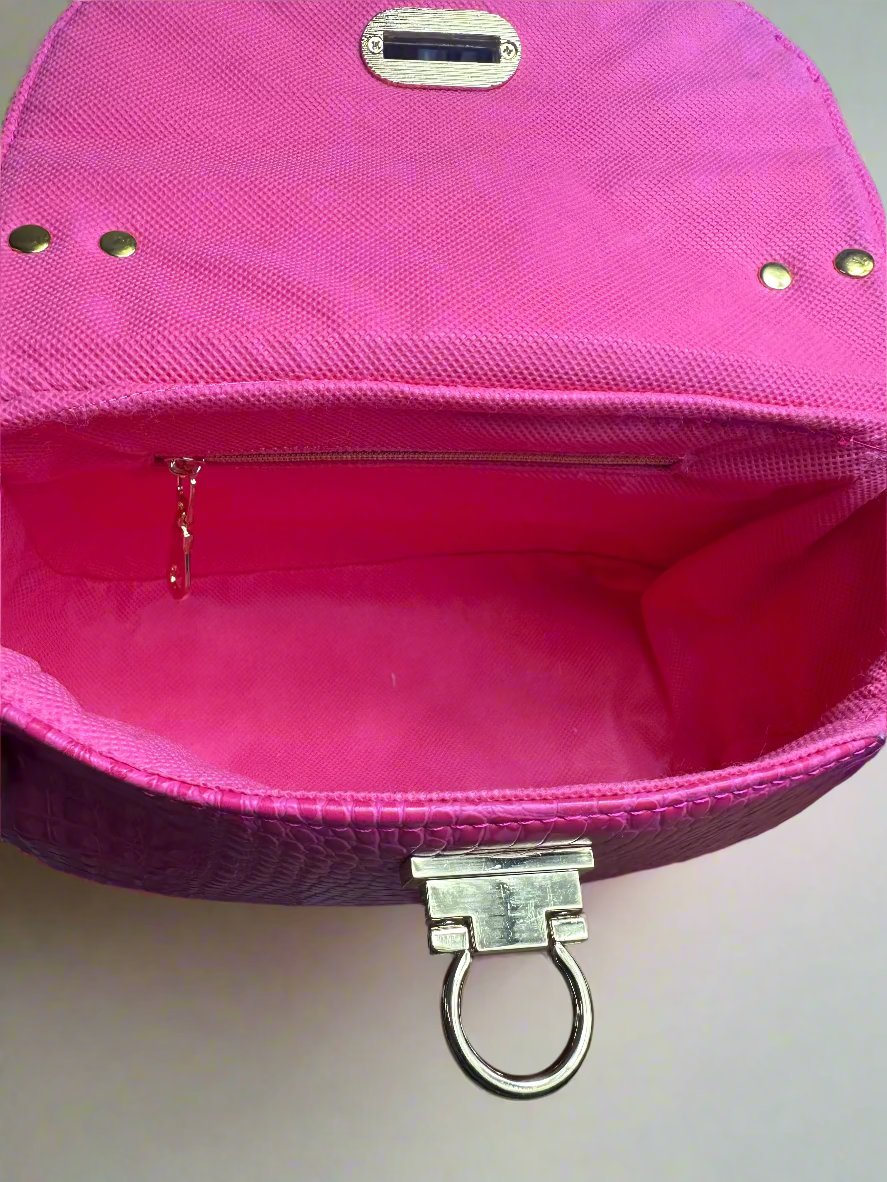 The Mable - Pretty In Pink Croc-Embossed Vegan Leather Purse