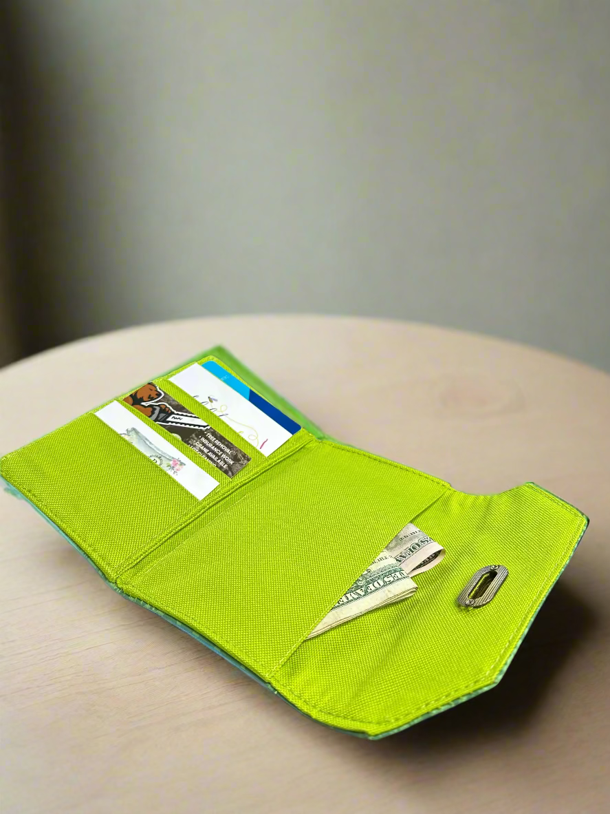 Wallet - Small Pastel Green Croc-Embossed Vegan Leather