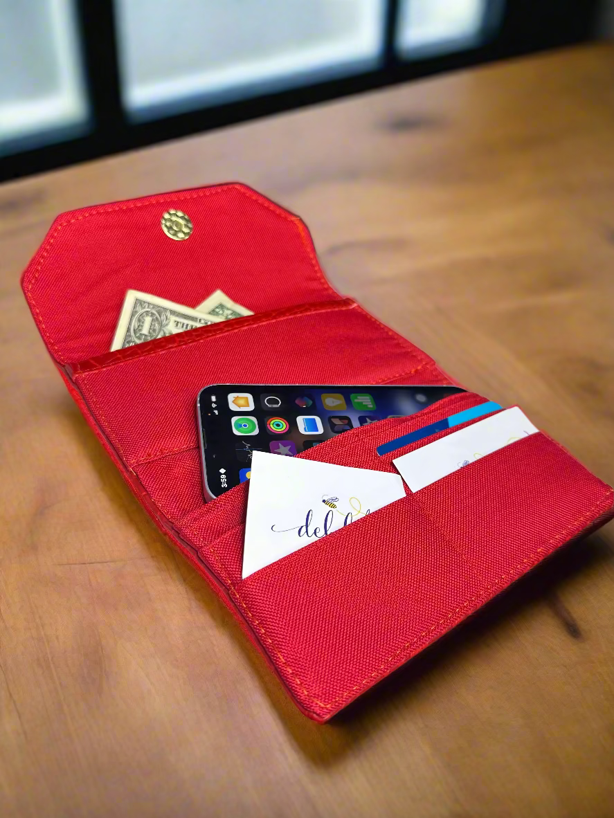 Wallet - Large Red Croc-Embossed Vegan Leather