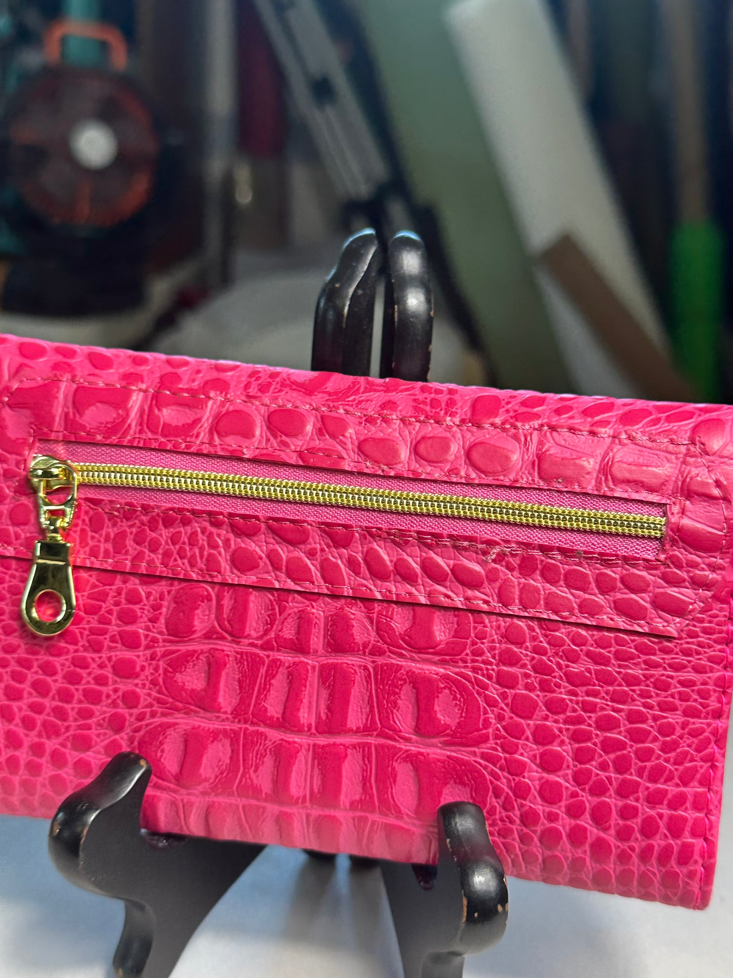 Wallet - Small Pretty in Pink Croc- Embossed Vegan Leather
