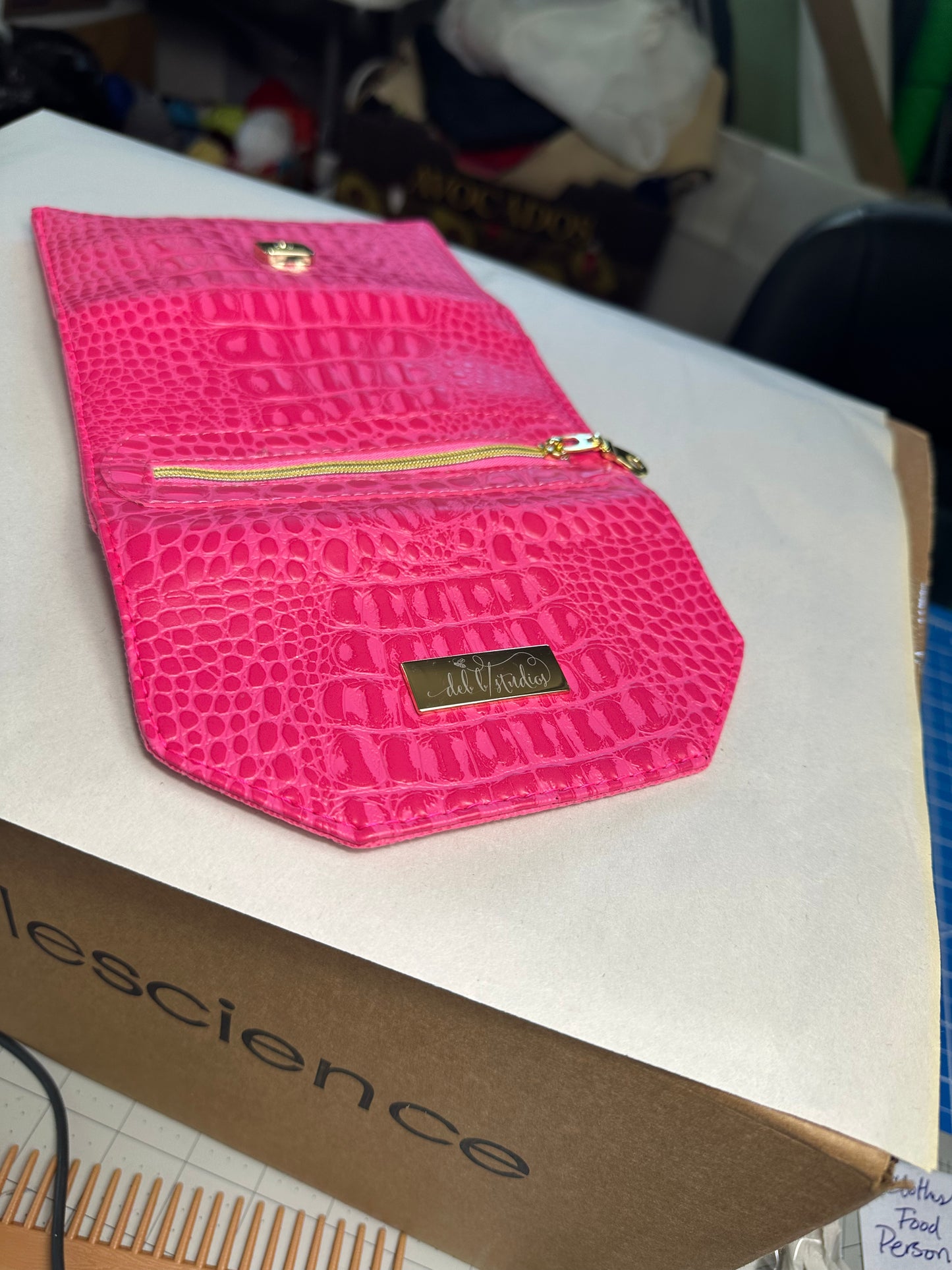 Wallet - Small Pretty in Pink Croc- Embossed Vegan Leather