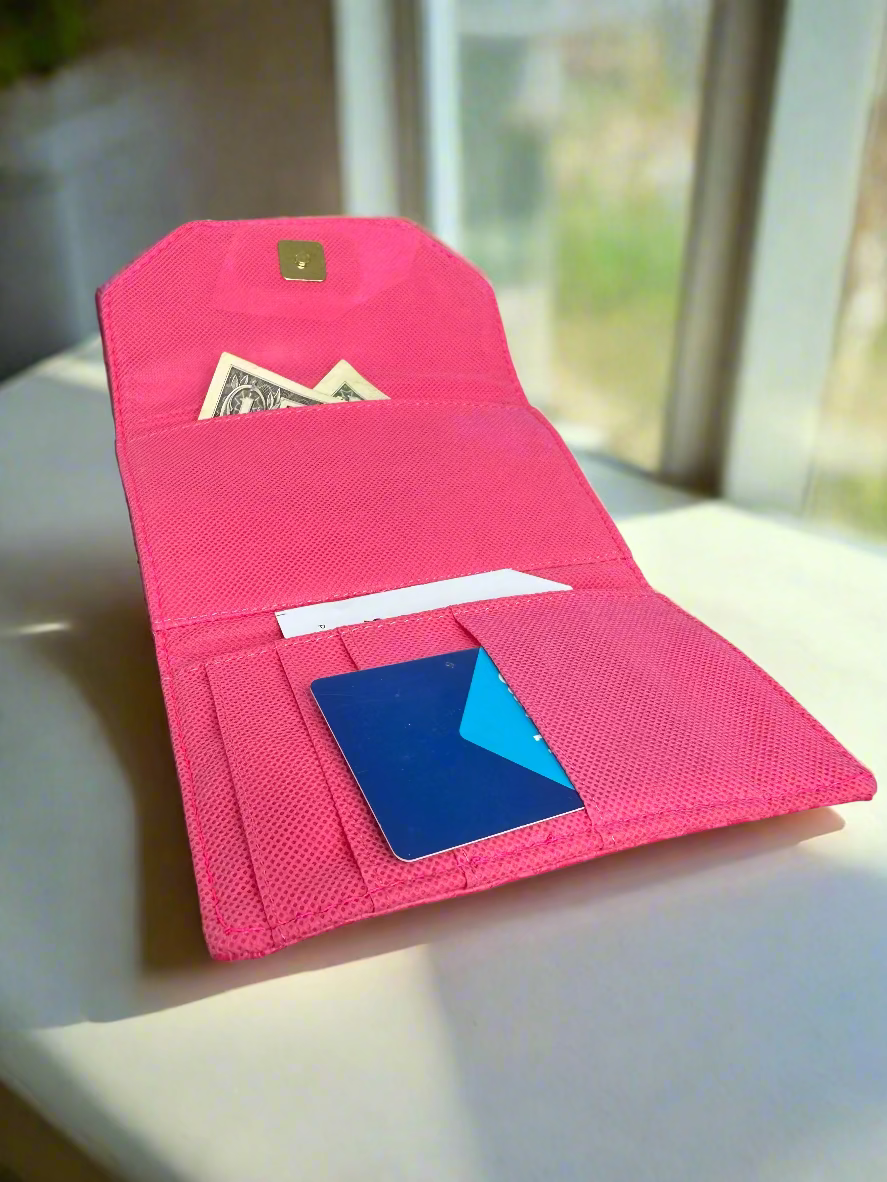 Wallet - Small Pretty in Pink Croc- Embossed Vegan Leather