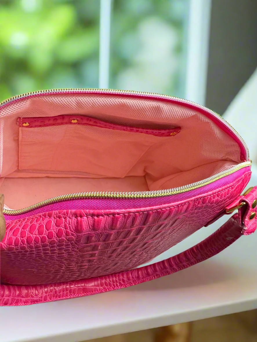 The Lola - Pink Croc-Embossed Vegan Leather Handbag
