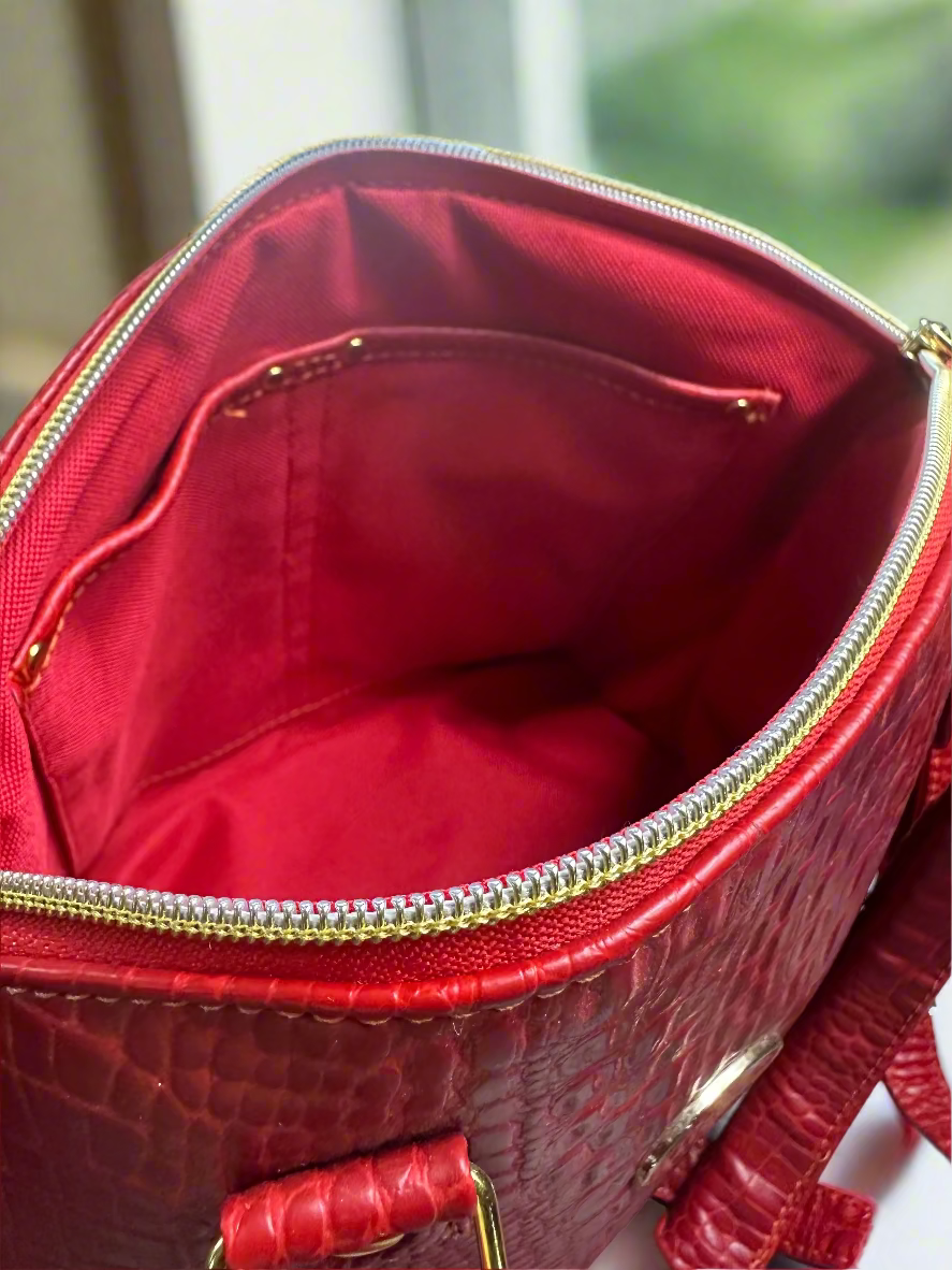 The Lola - Red Croc-Embossed Vegan Leather Handbag