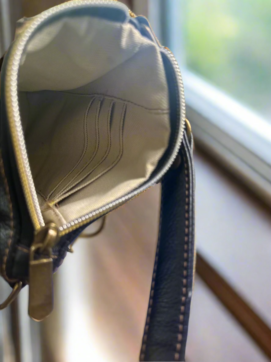 "The Elysian" Black Vegan Leather Phone Sling Bag