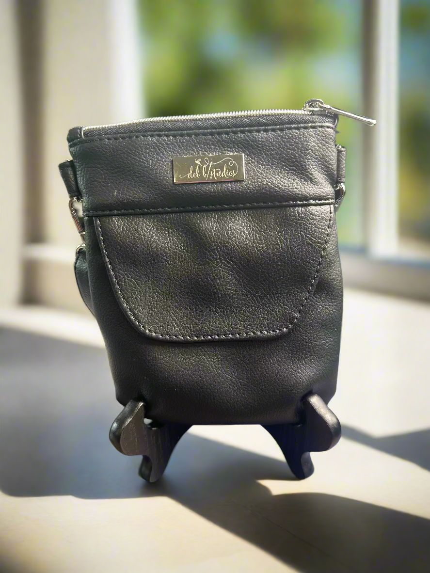 "The Elysian" Black Vegan Leather Phone Sling Bag