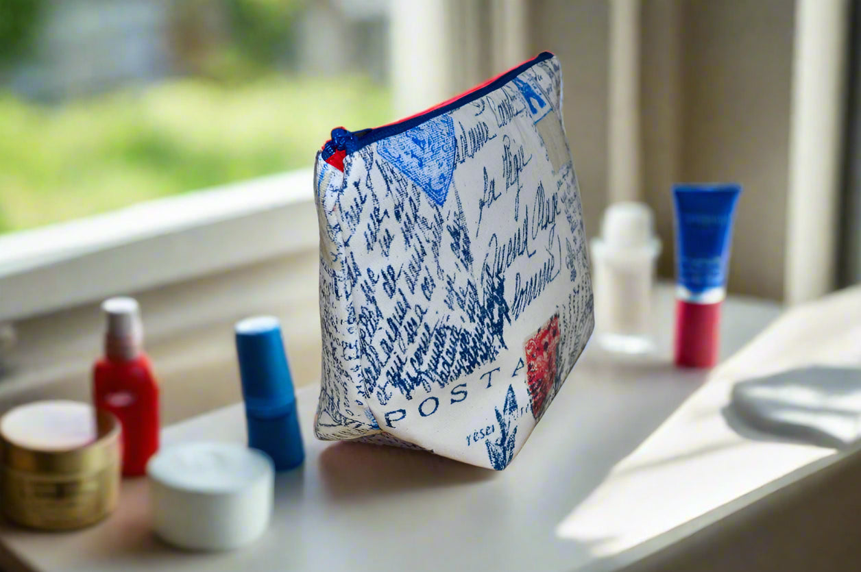 Going Postal Cosmetic Bag – Canvas Makeup Bag with Bold Postal Design