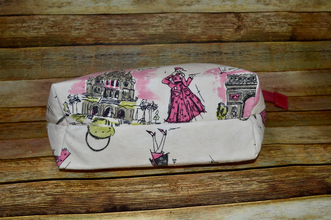 Paris in Pink II Cosmetic Bag – Chic Canvas Bag with Parisian Flair