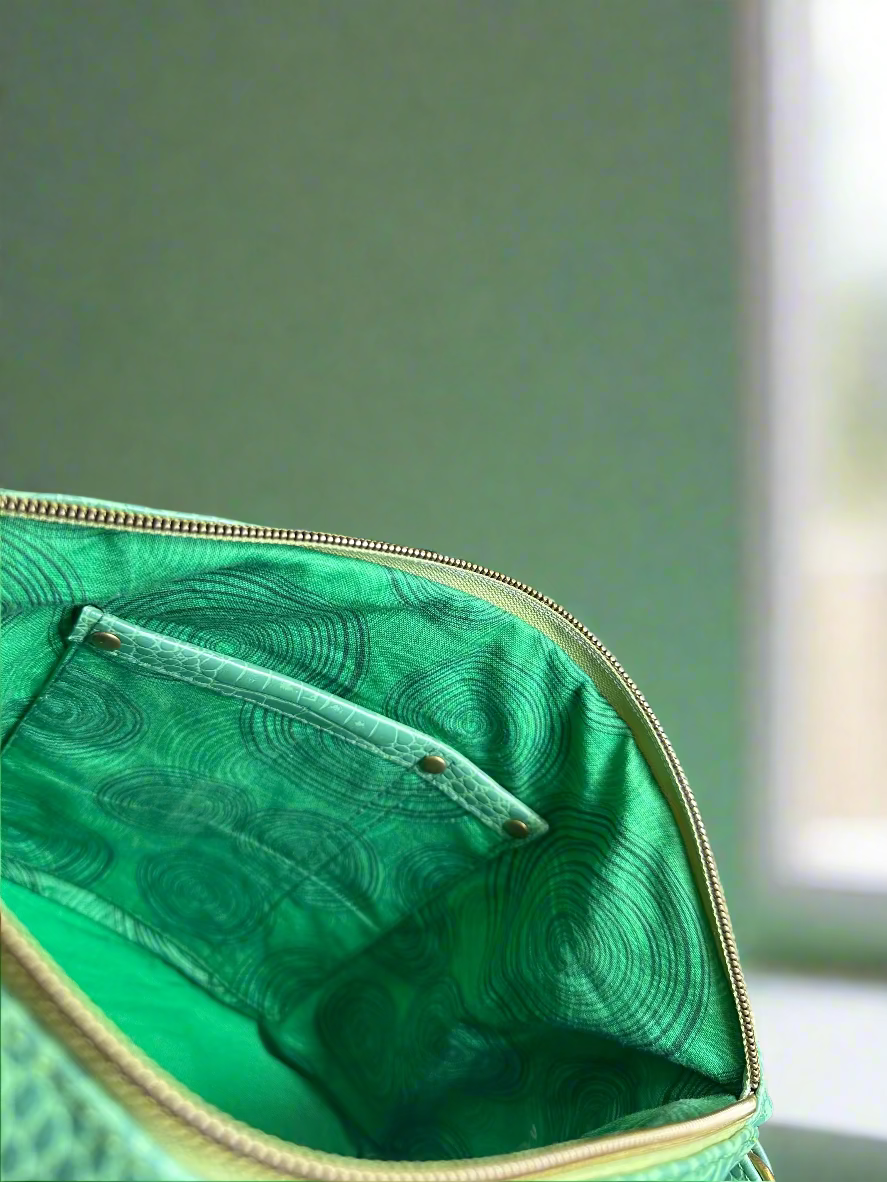 The Lola - Pastel Green Croc-Embossed Vegan Leather Handbag Handbag
