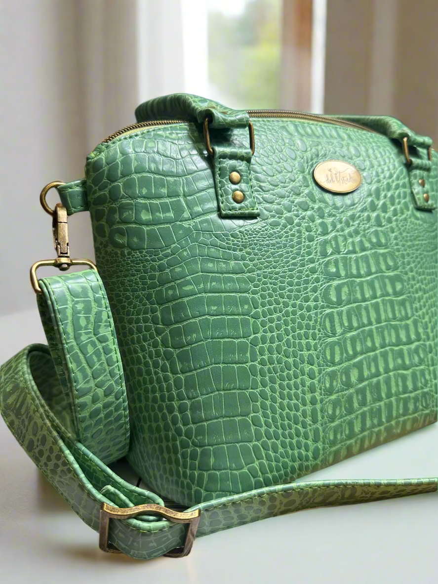 The Lola - Pastel Green Croc-Embossed Vegan Leather Handbag Handbag