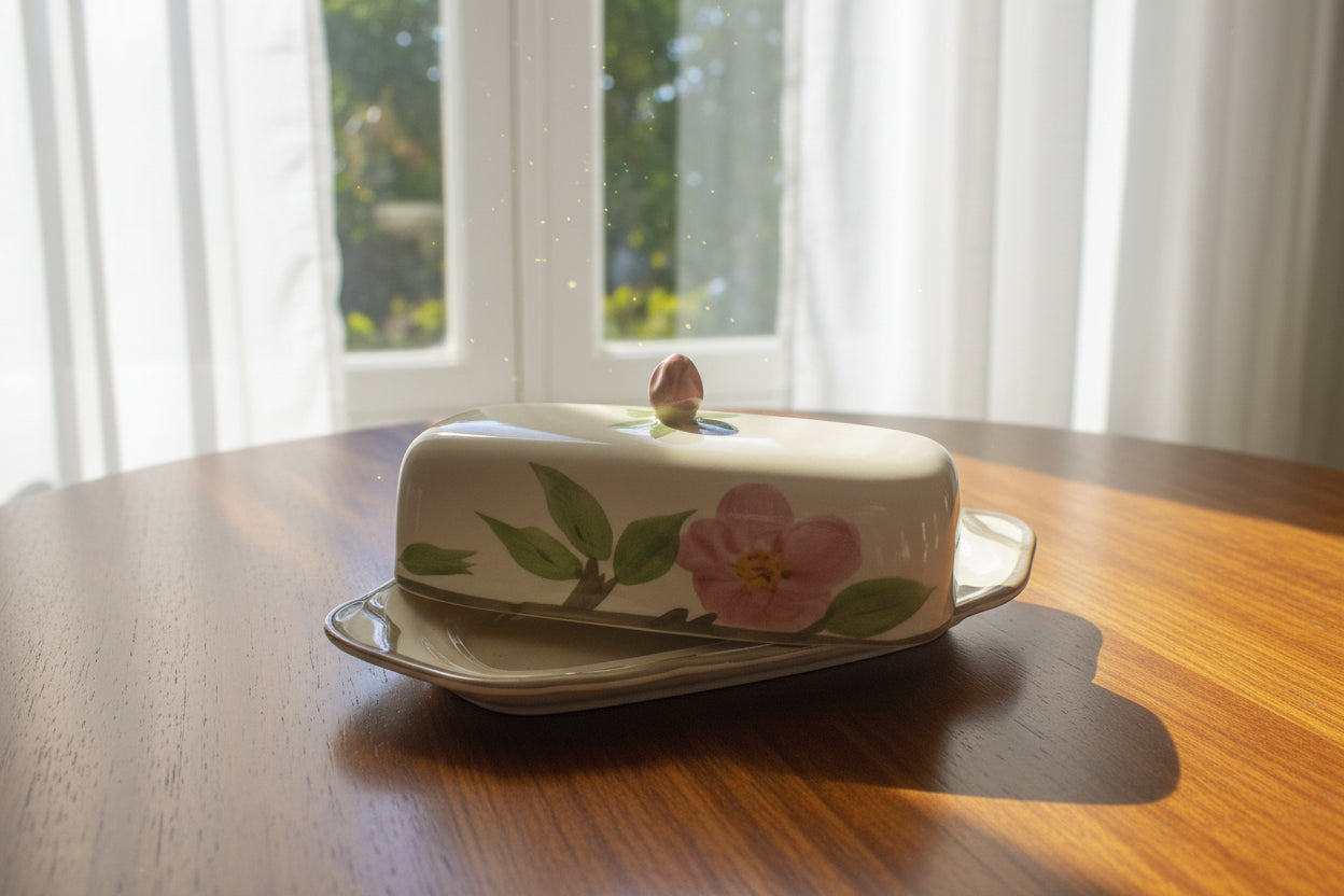 Desert Rose Butter Dish w/S&P Shakers