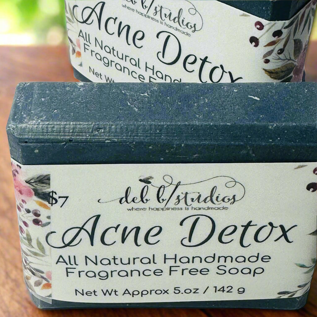 Acne Detox Soap – Fragrance-Free Charcoal & Tea Tree Cleanser