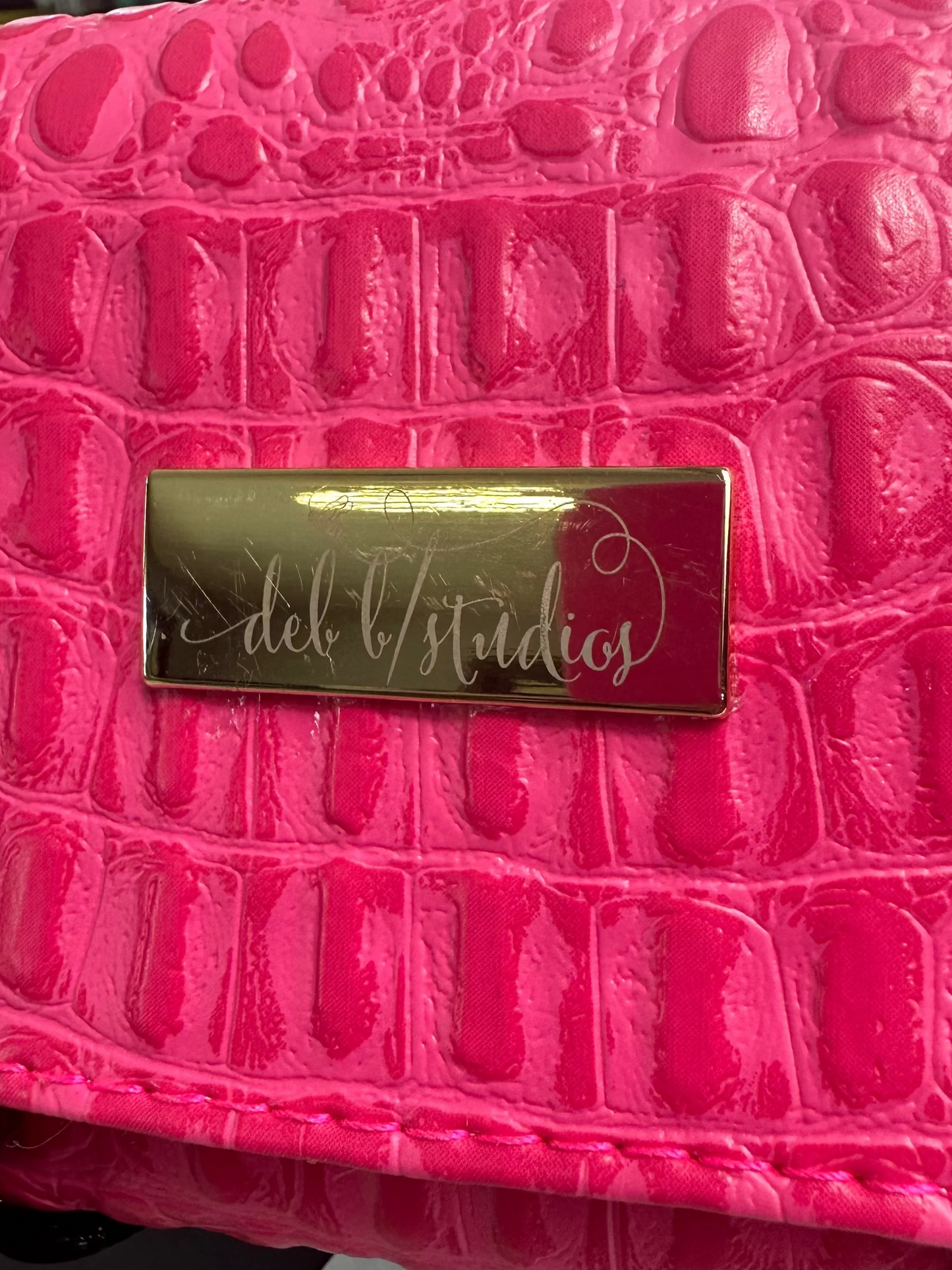 Wallet - Large Pretty Pink Croc-Embossed Vegan Leather