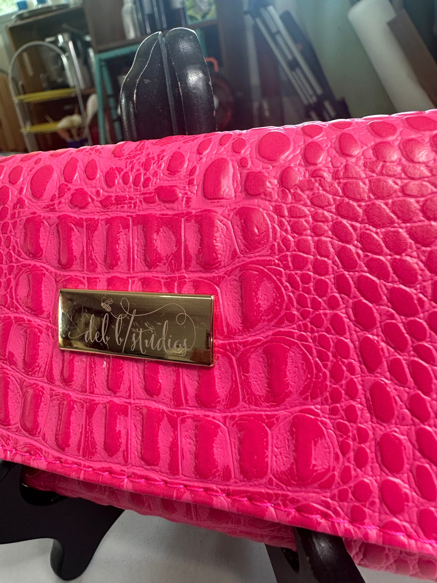 Wallet - Large Pretty Pink Croc-Embossed Vegan Leather
