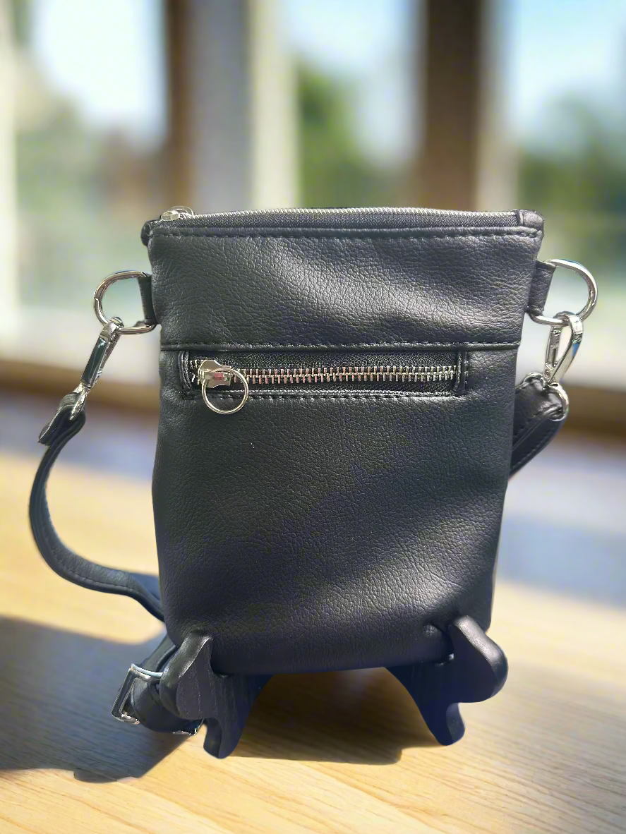 "The Elysian" Black Vegan Leather Phone Sling Bag