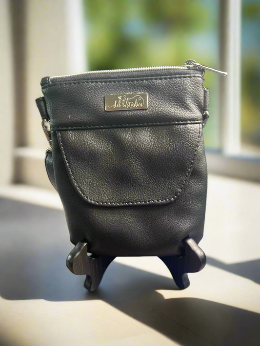"The Elysian" Black Vegan Leather Phone Sling Bag
