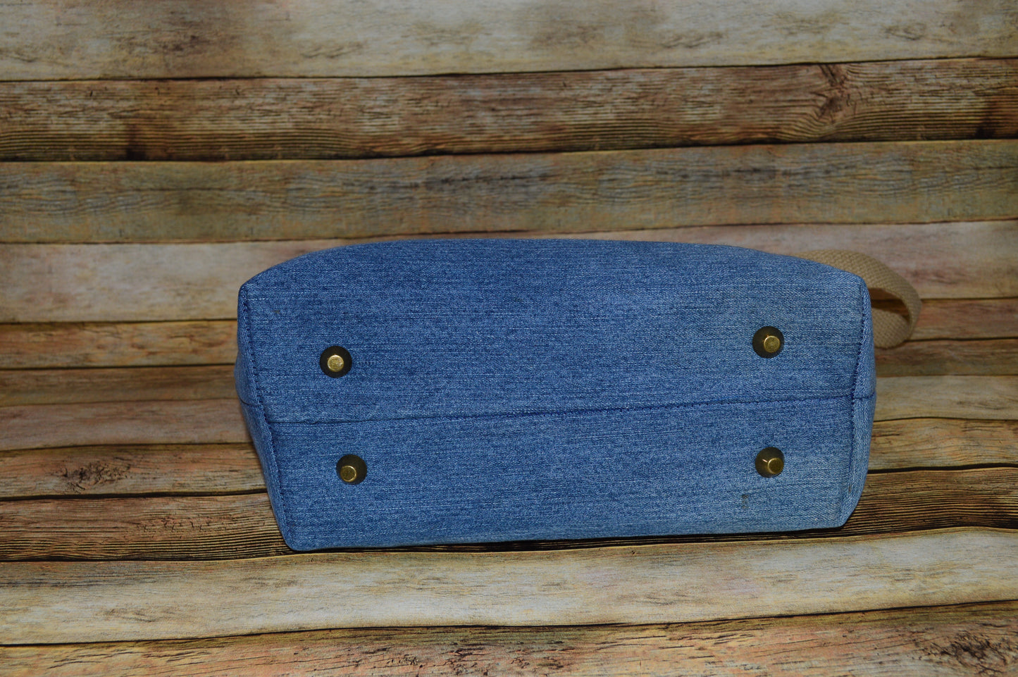 Caramel & Cream I – Denim Handbag with Caramel Straps & Brass Details
