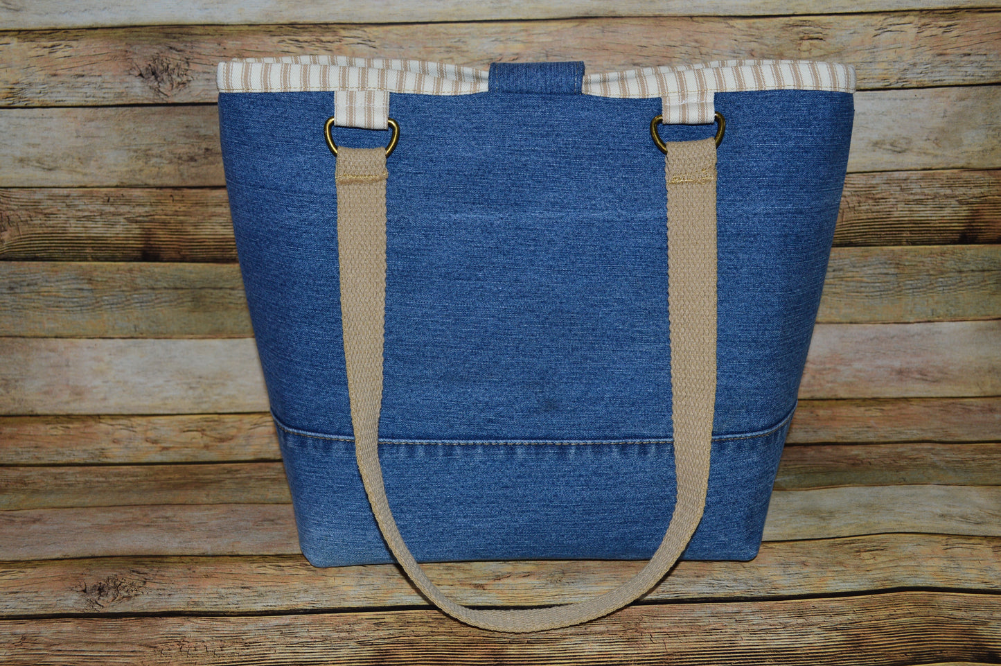 Caramel & Cream I – Denim Handbag with Caramel Straps & Brass Details