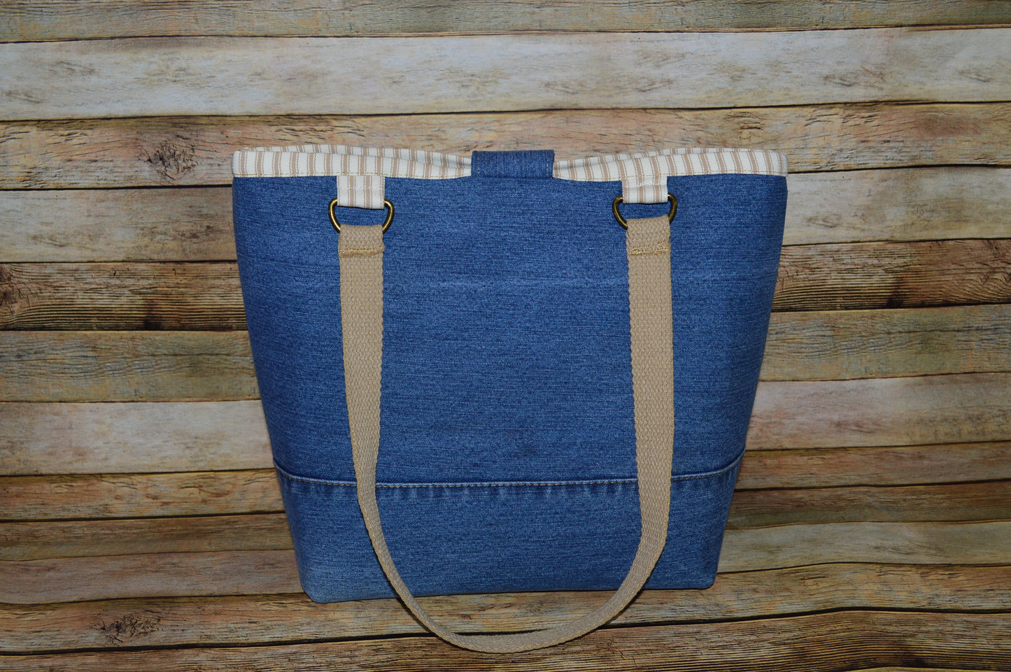Caramel & Cream I – Denim Handbag with Caramel Straps & Brass Details