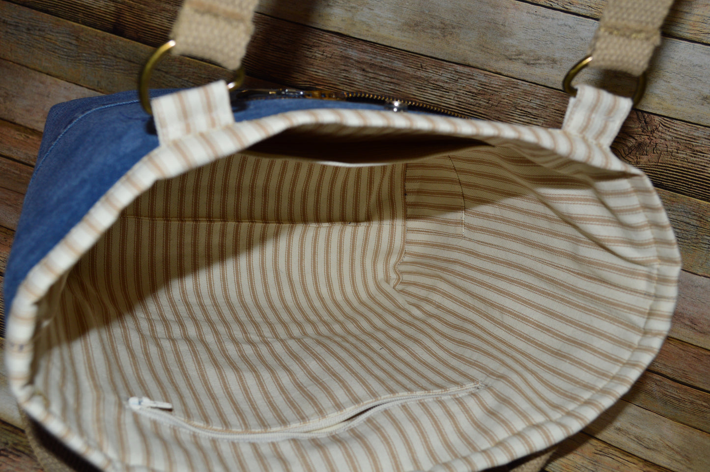 Caramel & Cream I – Denim Handbag with Caramel Straps & Brass Details